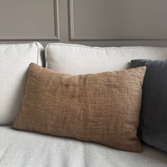 Pottery Barn Belgian Linen Lumbar Pillow, 16" x 26" Bronze - Picture 3 of 6